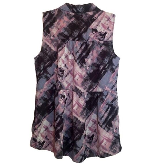 Simply Vera Vera Wang Chiffon Button Down Sleeveless Top Purple/Black Women’s Sm - Picture 5 of 6